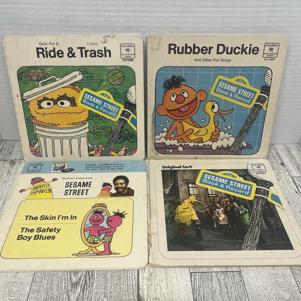 Vintage Sesame Street Read Along Books Lot 7" Oscar Ernie (1 Record)